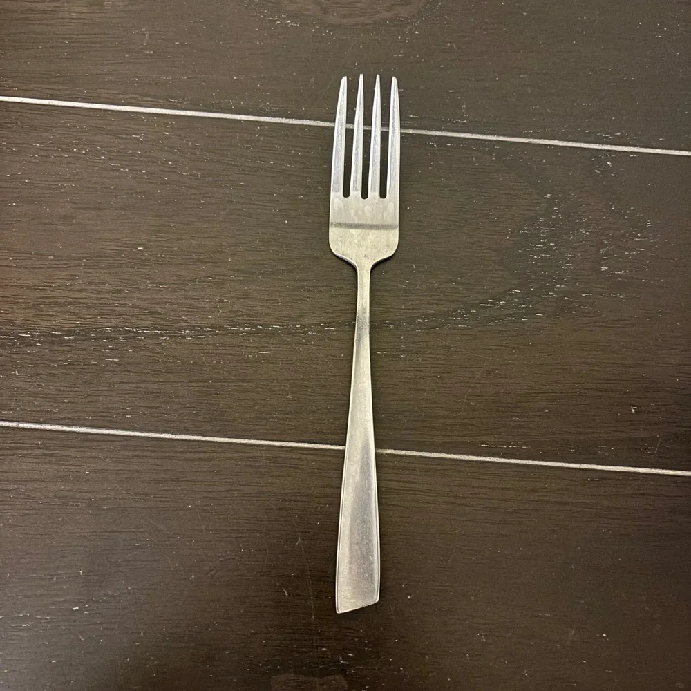 Linmark Stainless Japan Dinner Fork Mid Century Modern Slanted Handle Vintage
